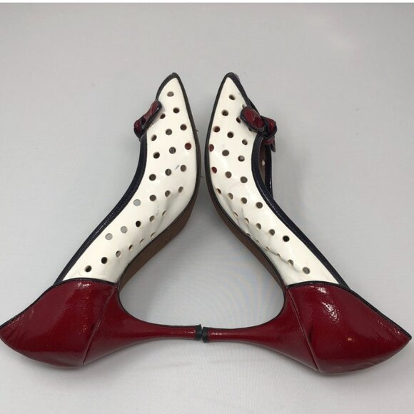 VTG Donald Pliner Open-Toe Pumps Heels Patent Leather 8.5 whimsigoth 80s 90s - Picture 3 of 11